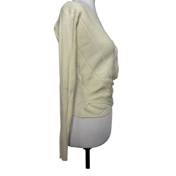 Heartloom Blouse Long Sleeve Top Cream Ivory Cross Front Ribbed Size S - Picture 3 of 10